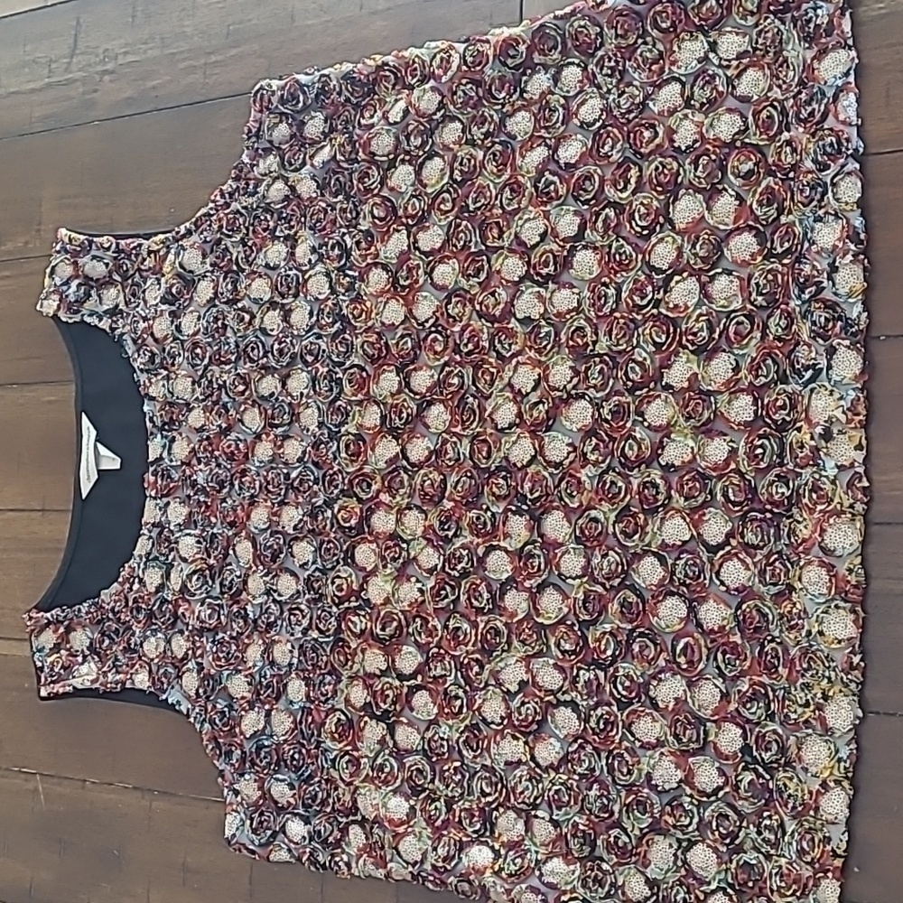Christopher & Banks Floral Sequins Sleeveless Blouse size L